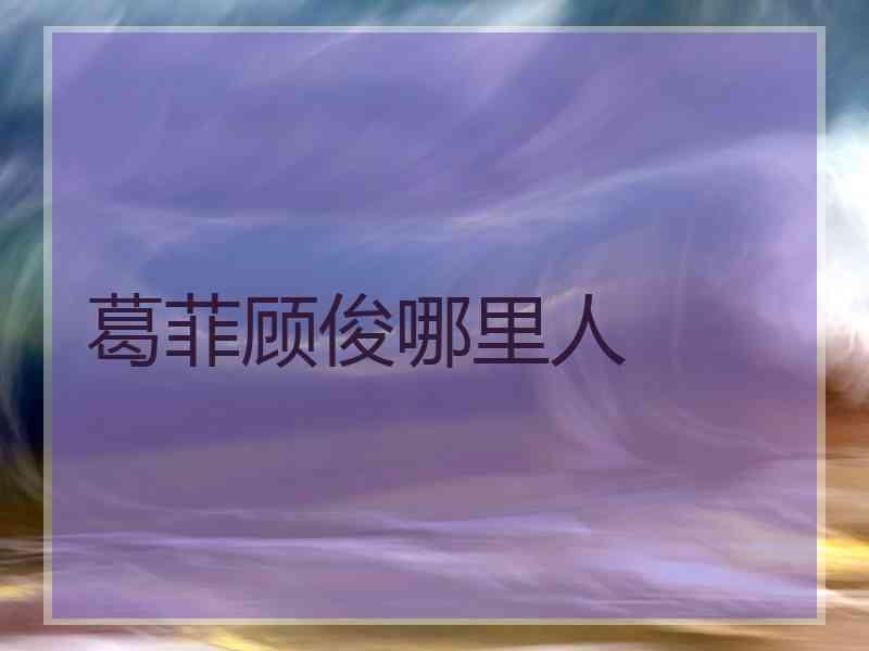 葛菲顾俊哪里人 葛菲顾俊哪里人