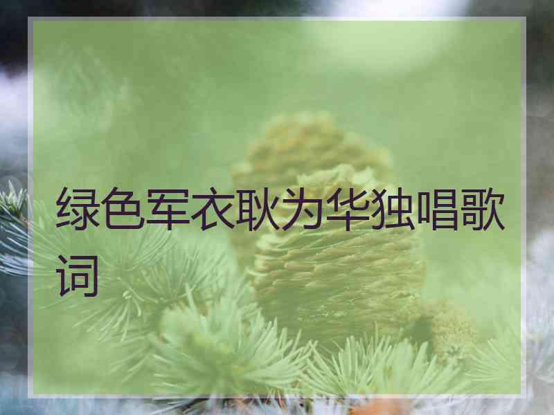 绿色军衣耿为华独唱歌词 绿色军衣耿为华独唱歌词