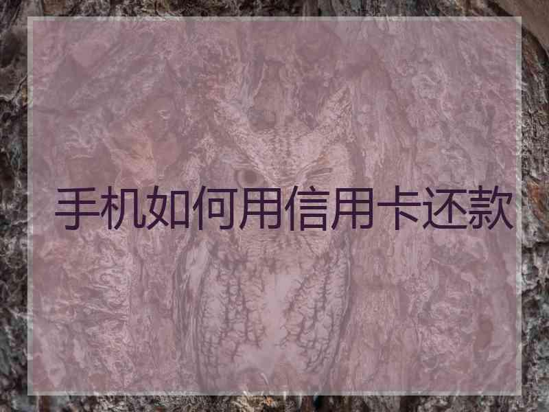 手机如何用信用卡还款 手机如何用信用卡还款