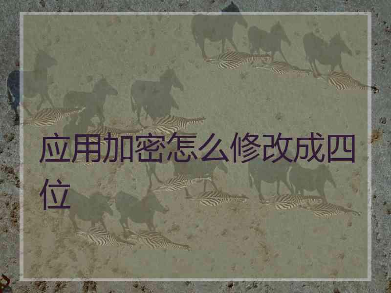 应用加密怎么修改成四位 应用加密怎么修改成四位