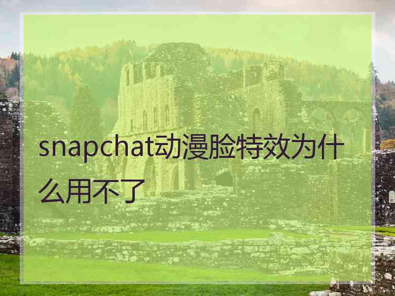 snapchat动漫脸特效为什么用不了 snapchat动漫脸特效为什么用不了
