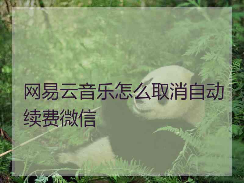 网易云音乐怎么取消自动续费微信 网易云音乐怎么取消自动续费微信
