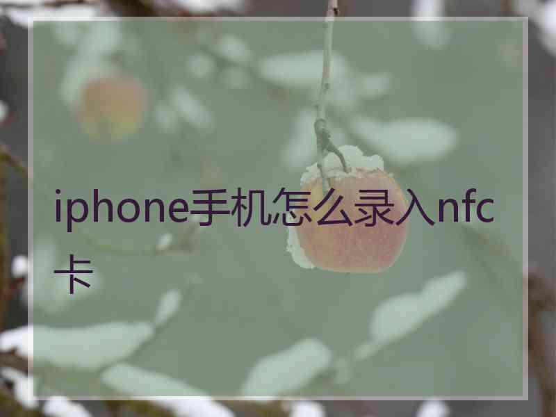 iphone手机怎么录入nfc卡 iphone手机怎么录入nfc卡
