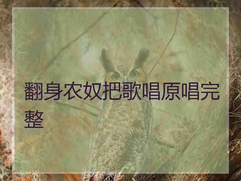 翻身农奴把歌唱原唱完整 翻身农奴把歌唱原唱完整