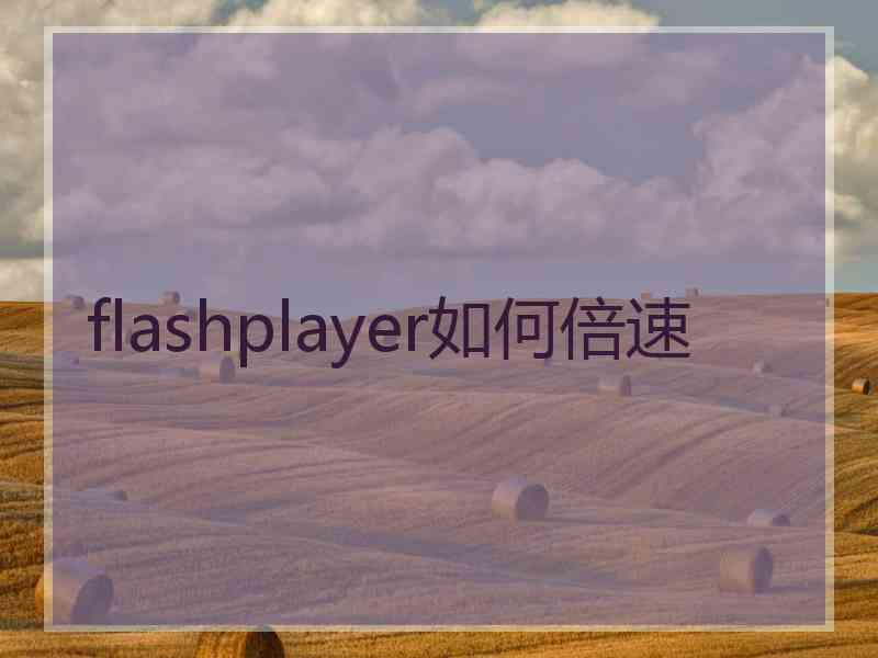 flashplayer如何倍速 flashplayer如何倍速