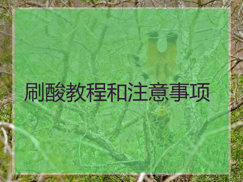 刷酸教程和注意事项 刷酸教程和注意事项