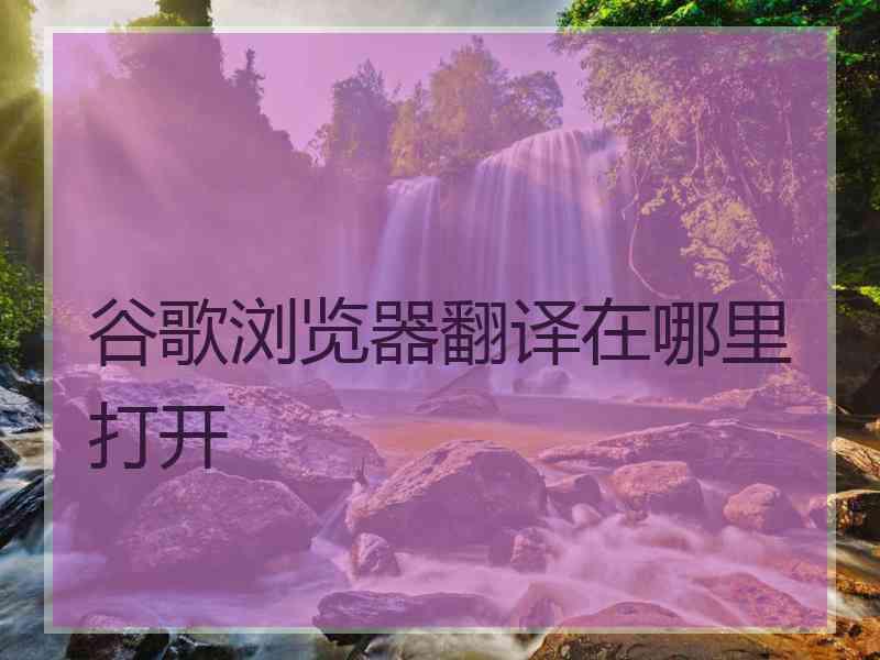 谷歌浏览器翻译在哪里打开 谷歌浏览器翻译在哪里打开