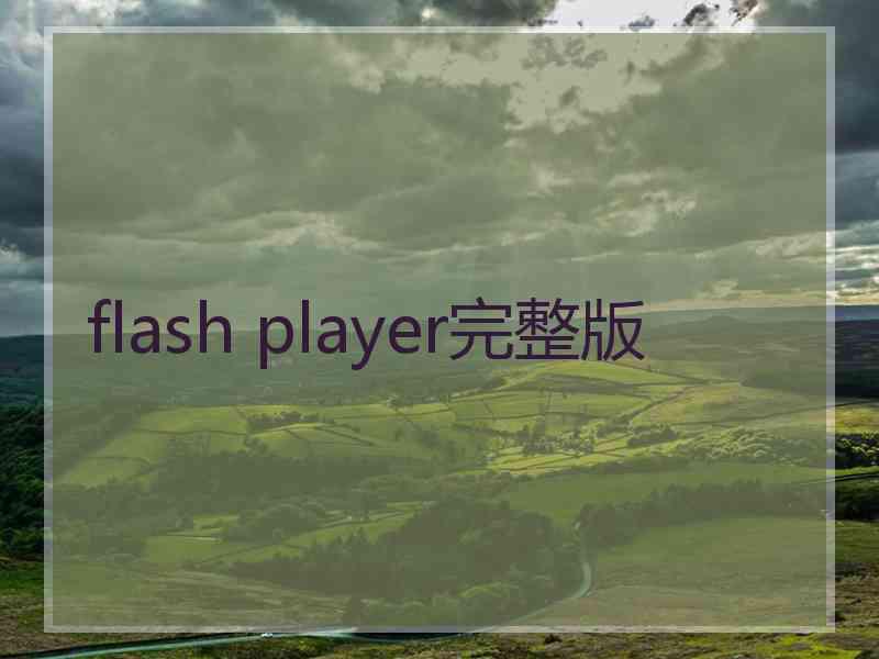 flash player完整版 flash player完整版
