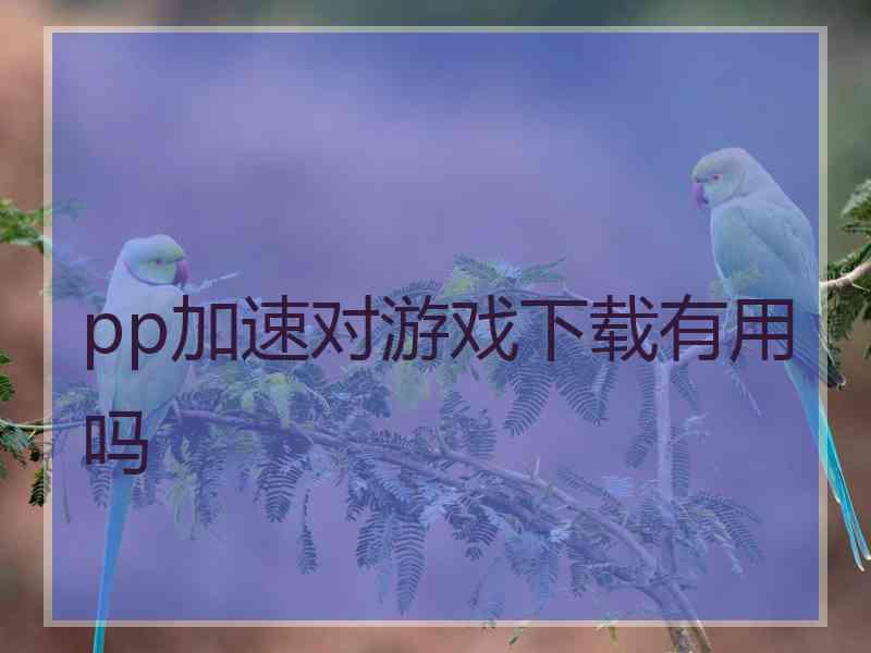 pp加速对游戏下载有用吗 pp加速对游戏下载有用吗