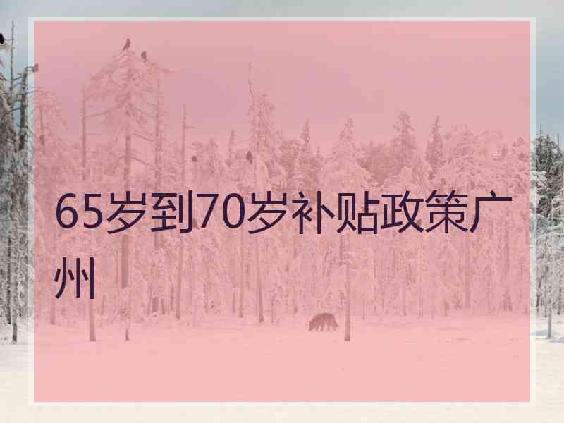 65岁到70岁补贴政策广州 65岁到70岁补贴政策广州