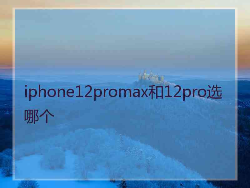 iphone12promax和12pro选哪个 iphone12promax和12pro选哪个