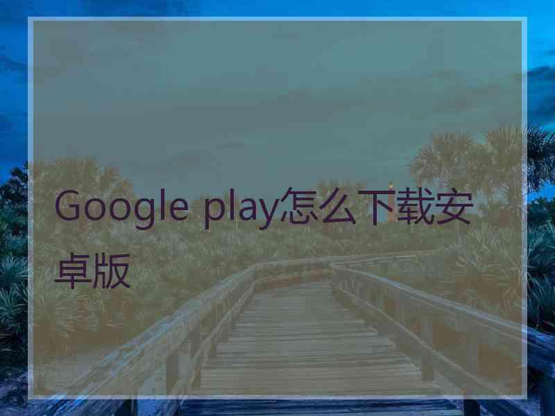 Google play怎么下载安卓版 Google play怎么下载安卓版