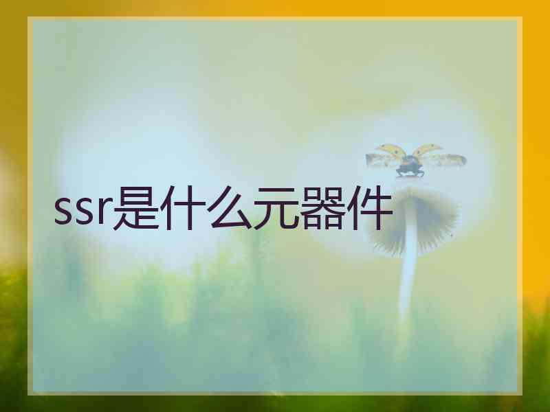ssr是什么元器件 ssr是什么元器件