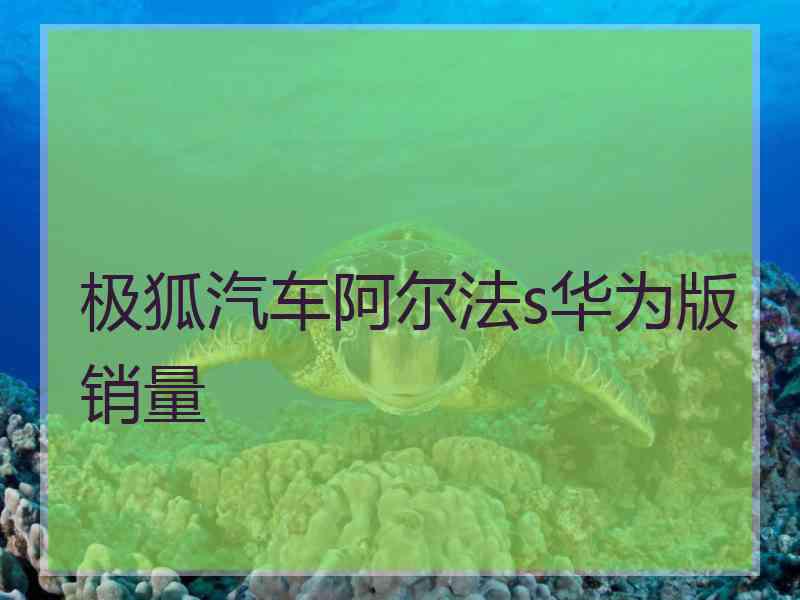 极狐汽车阿尔法s华为版销量 极狐汽车阿尔法s华为版销量