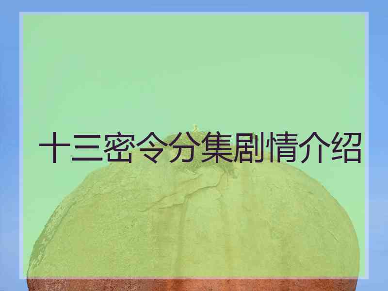 十三密令分集剧情介绍 十三密令分集剧情介绍