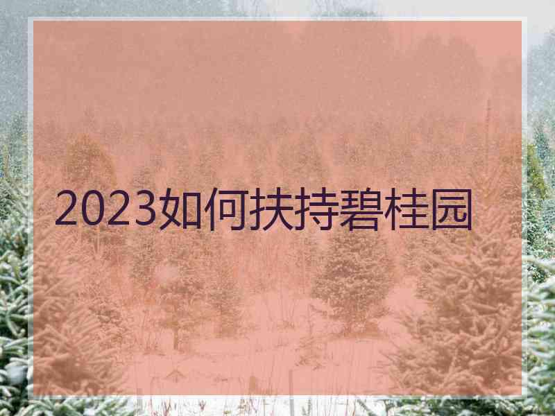 2023如何扶持碧桂园 2023如何扶持碧桂园