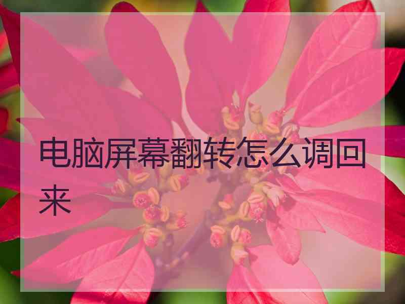 电脑屏幕翻转怎么调回来 电脑屏幕翻转怎么调回来