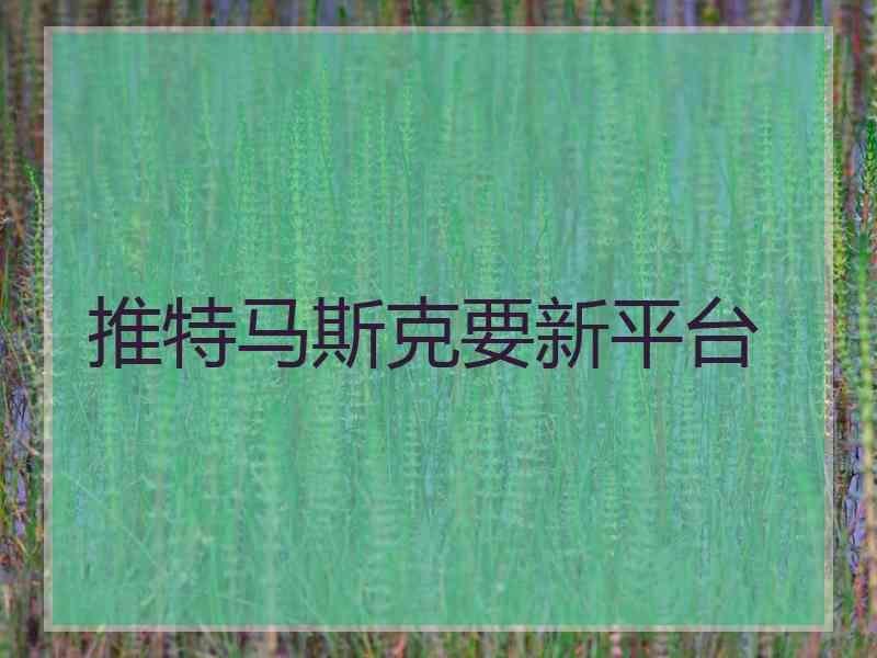 推特马斯克要新平台 推特马斯克要新平台