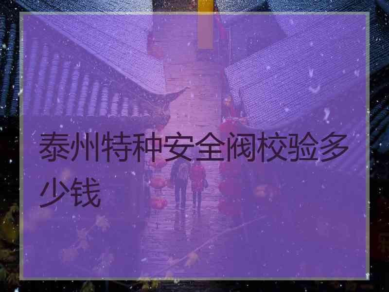 泰州特种安全阀校验多少钱