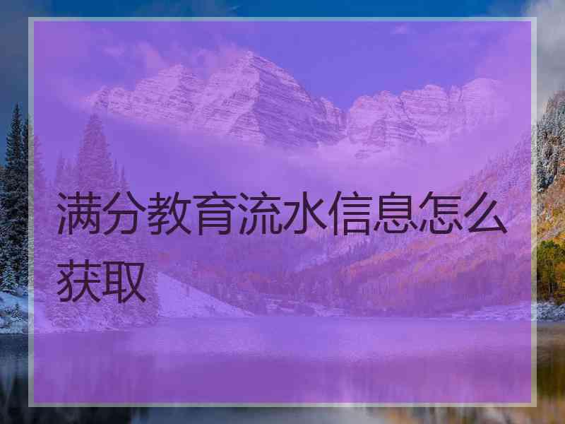 满分教育流水信息怎么获取