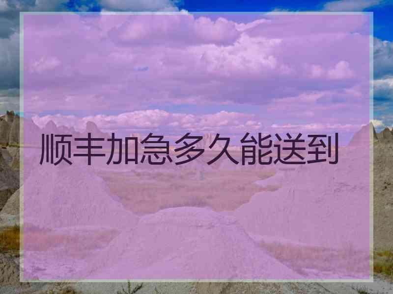 顺丰加急多久能送到