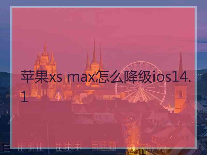 苹果xs max怎么降级ios14.1