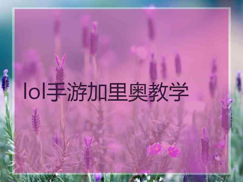 lol手游加里奥教学