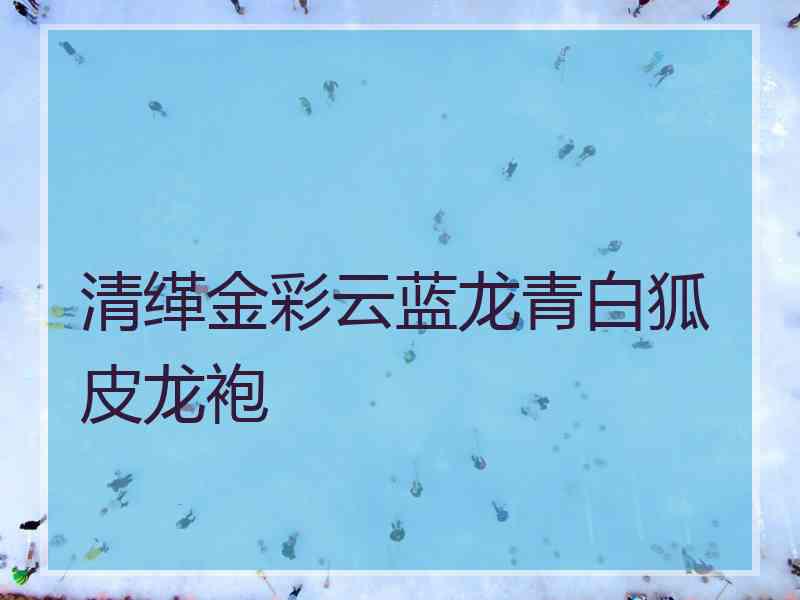 清缂金彩云蓝龙青白狐皮龙袍