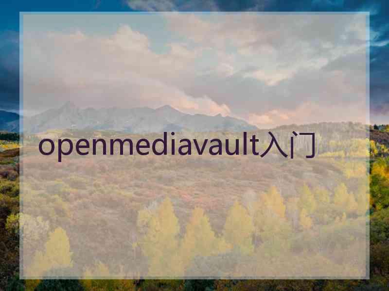 openmediavault入门