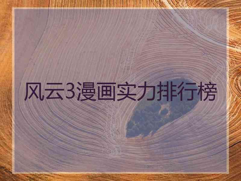 风云3漫画实力排行榜