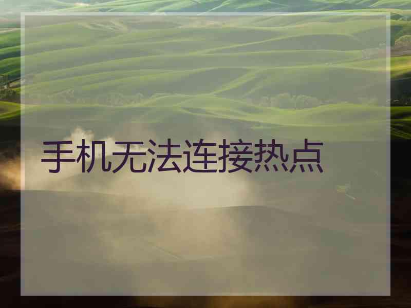 手机无法连接热点