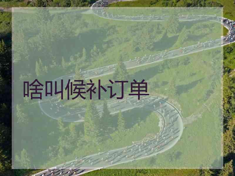 啥叫候补订单