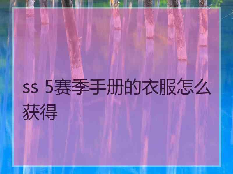 ss 5赛季手册的衣服怎么获得
