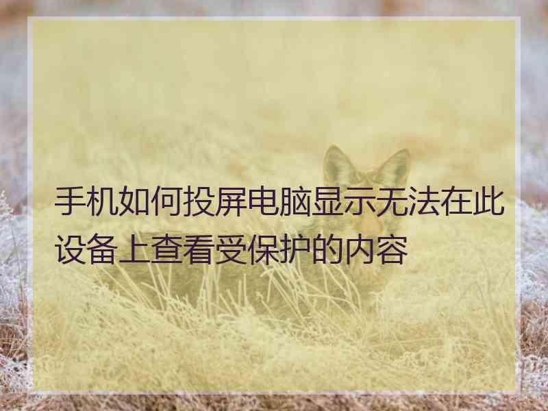 手机如何投屏电脑显示无法在此设备上查看受保护的内容