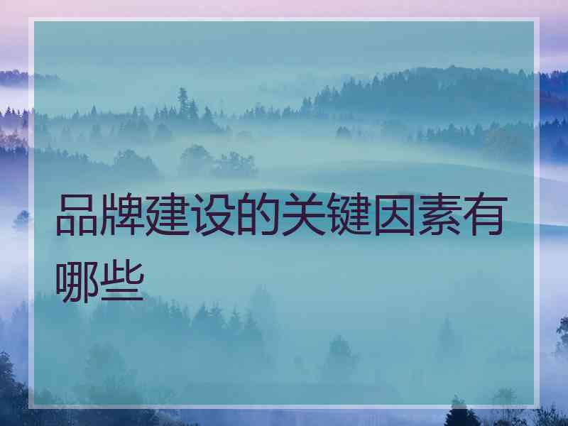 品牌建设的关键因素有哪些