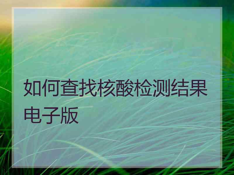 如何查找核酸检测结果电子版