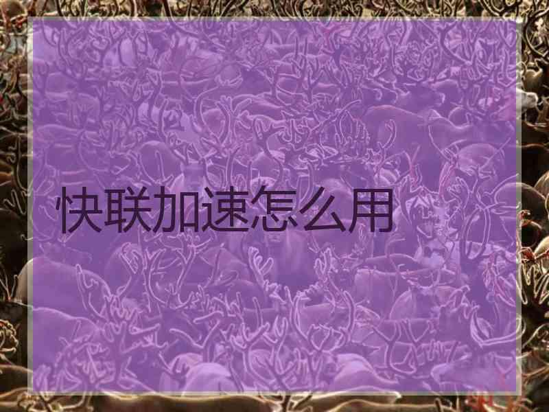 快联加速怎么用