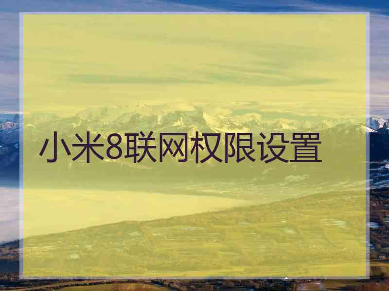 小米8联网权限设置