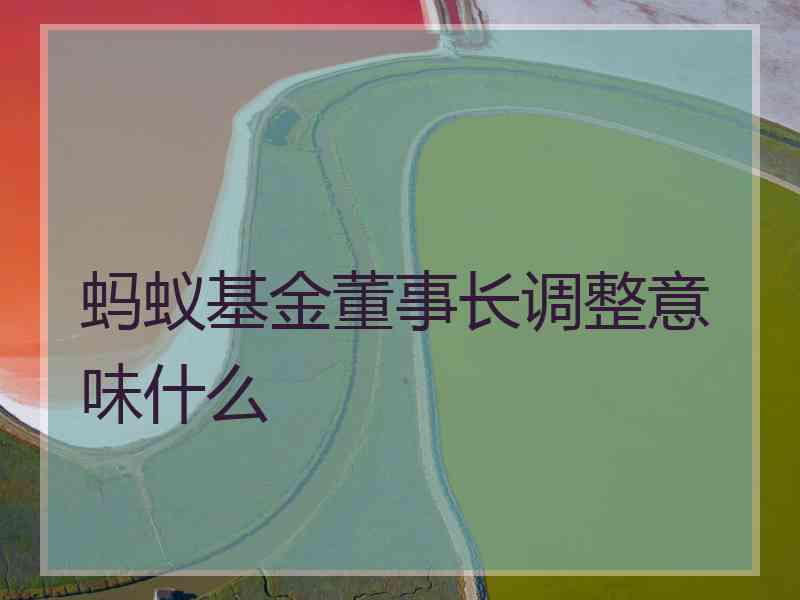 蚂蚁基金董事长调整意味什么