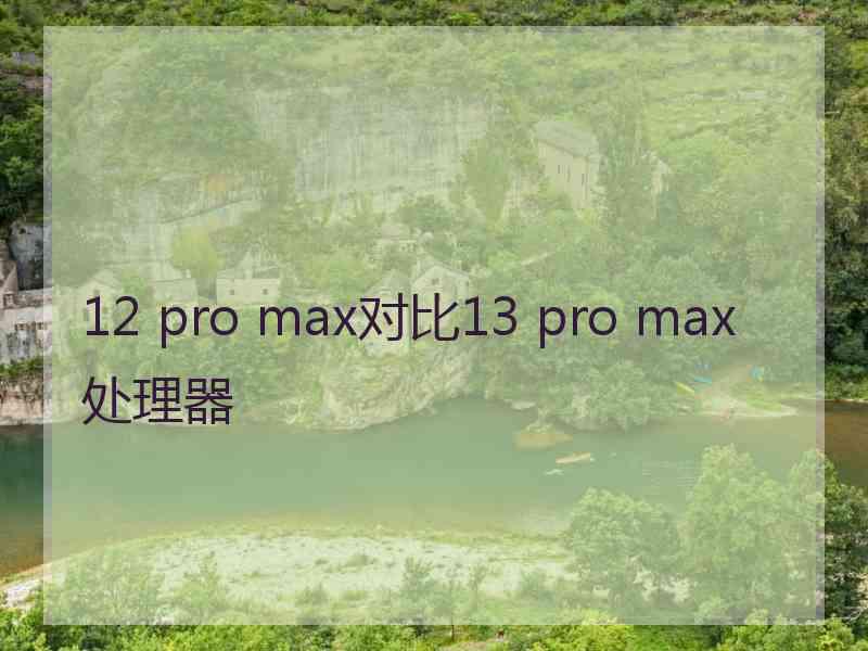 12 pro max对比13 pro max处理器
