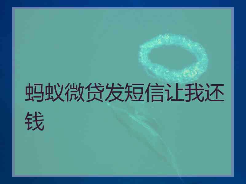 蚂蚁微贷发短信让我还钱
