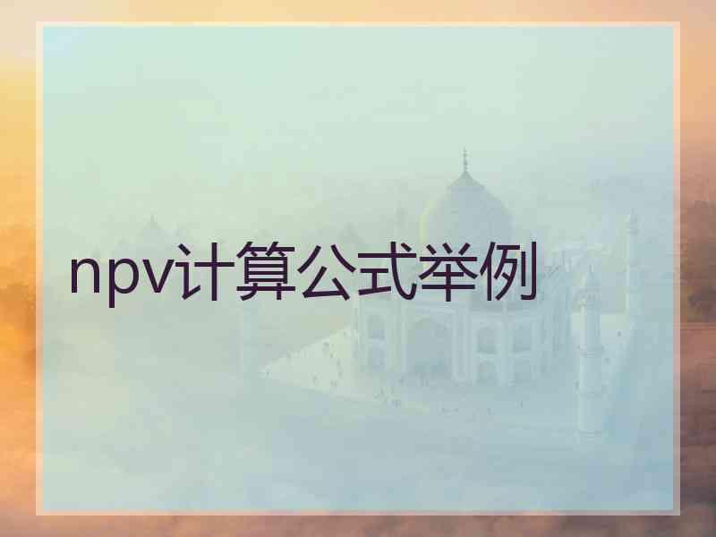 npv计算公式举例