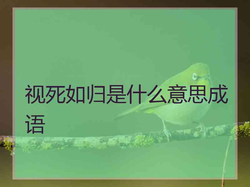 视死如归是什么意思成语