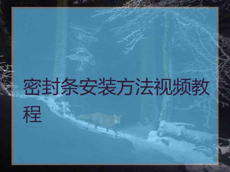 密封条安装方法视频教程
