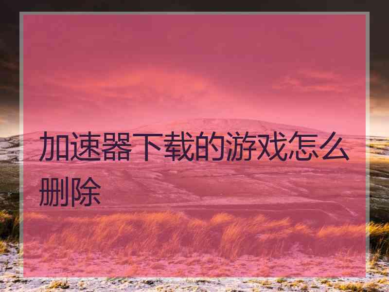 加速器下载的游戏怎么删除