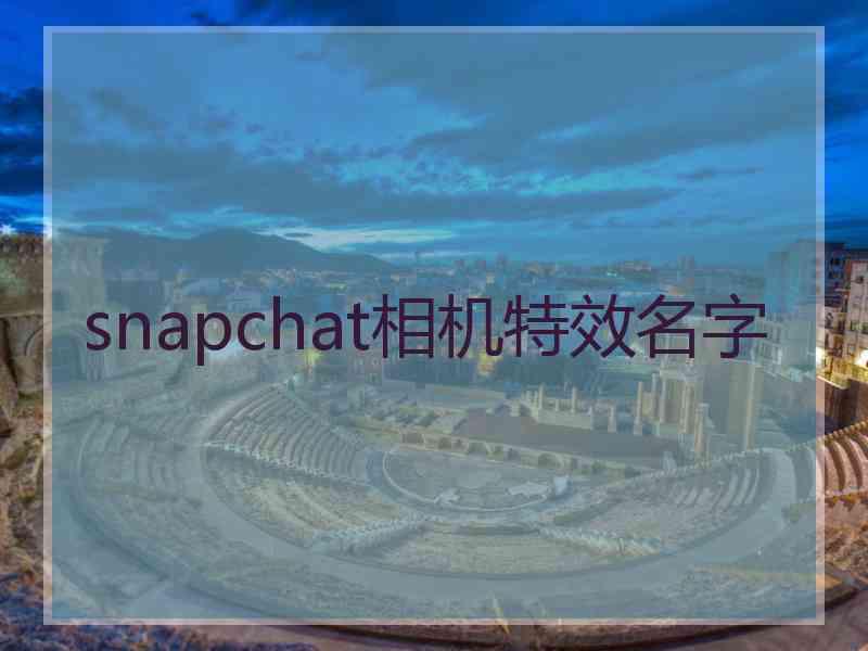 snapchat相机特效名字