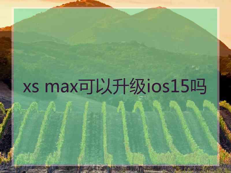xs max可以升级ios15吗