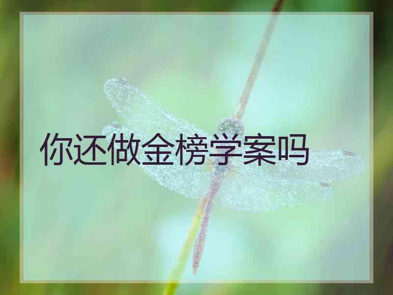 你还做金榜学案吗