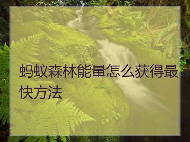 蚂蚁森林能量怎么获得最快方法