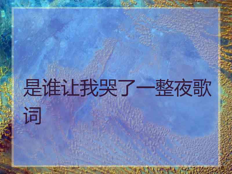 是谁让我哭了一整夜歌词